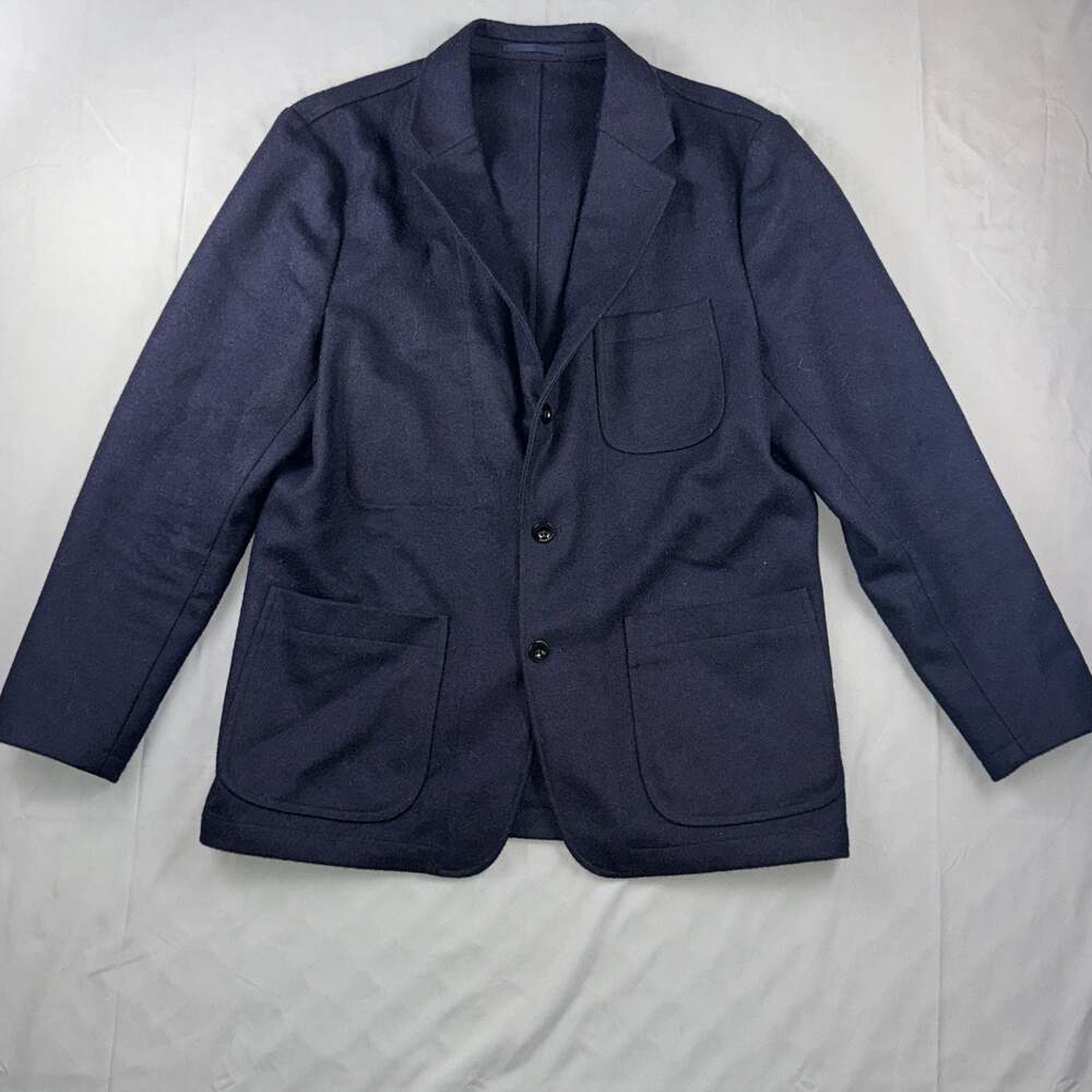 Wallace & Barnes 42R Navy Wool Blazer Sport Coat Moon Fabric 3 Button USA